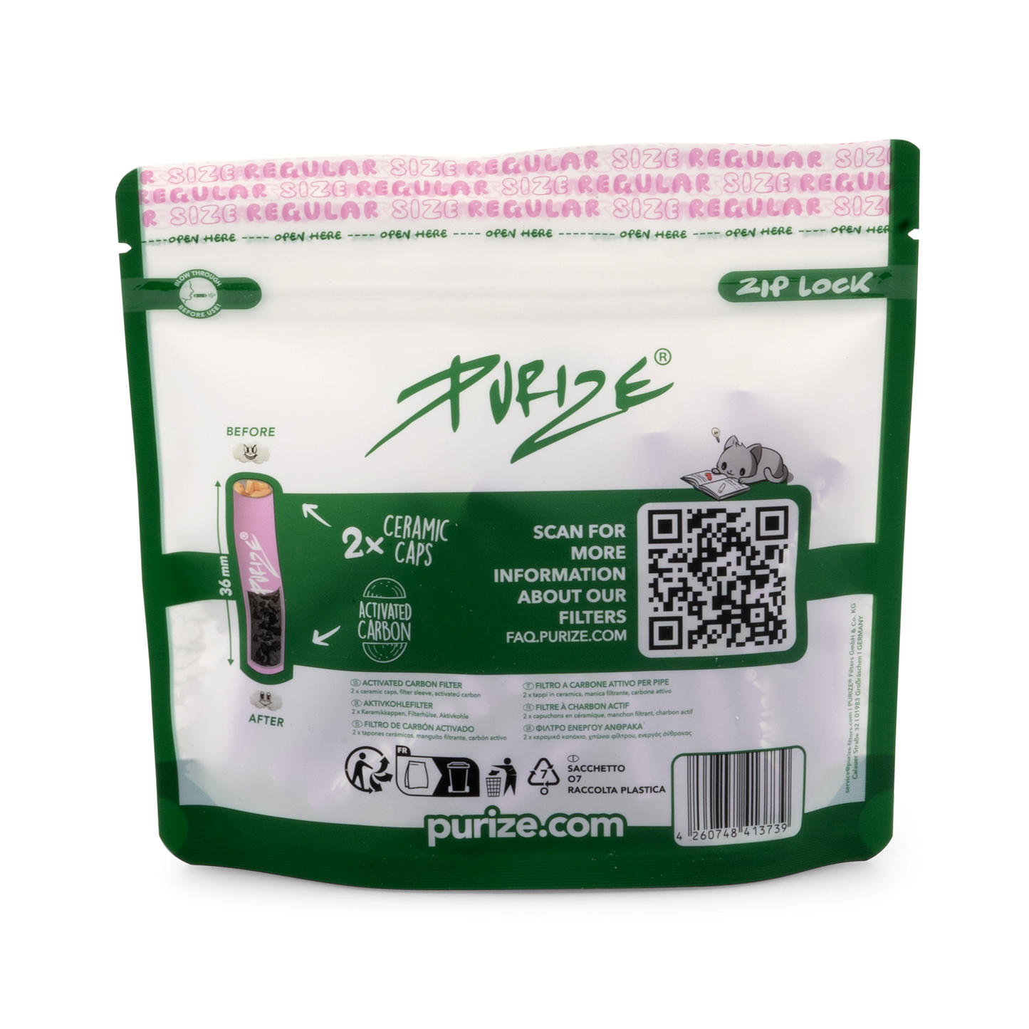 Purize Aktivkohlefilter Regular Size 50er Lila