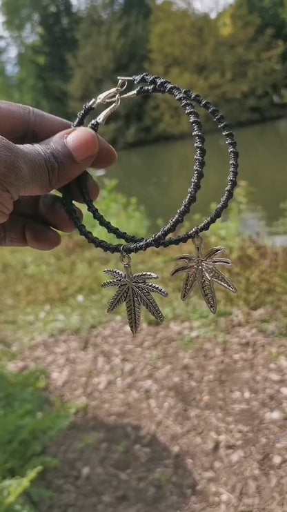 Selfmade Hanf Ohrringe mit Blatt von Susis_Hanfschmuck